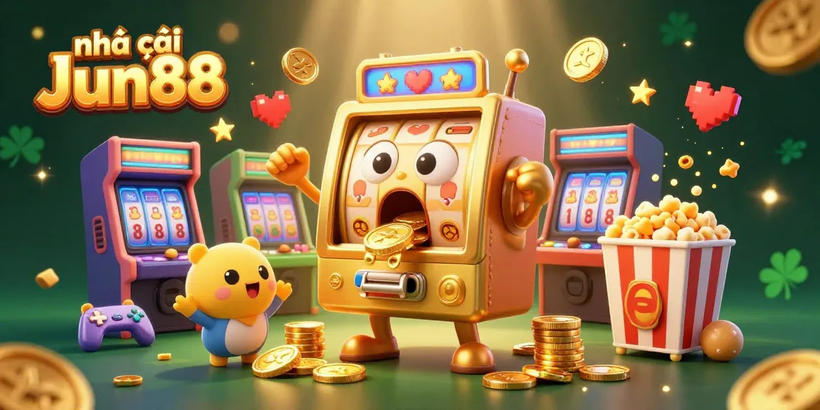 Win big at nhà cái Jun88 amidst cheering slot machines and sparkling casino elements.