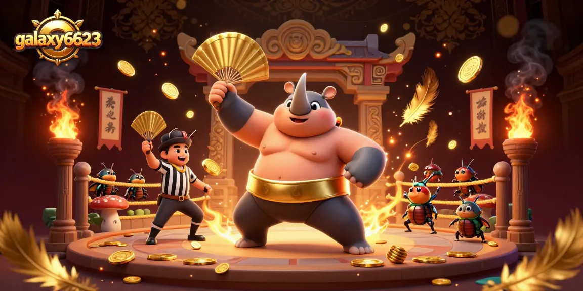 Experience exhilarating gameplay at galaxy6623 with a vibrant scene showcasing a beetle sumo champion.