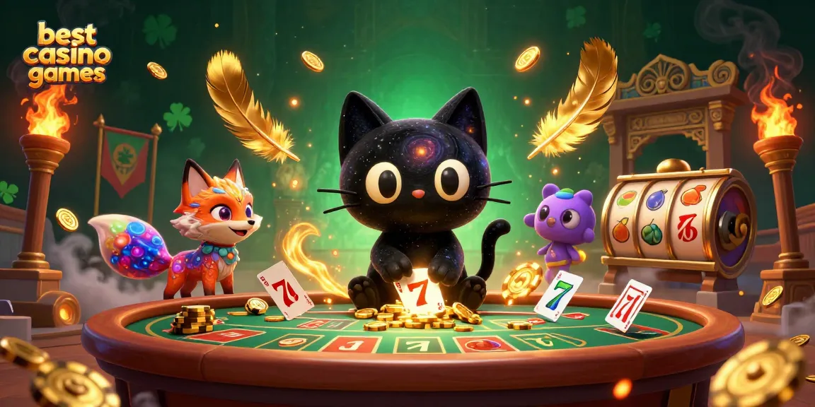 Experience the thrill of the best casino games with a black hole cat and a colorful nebula fox.