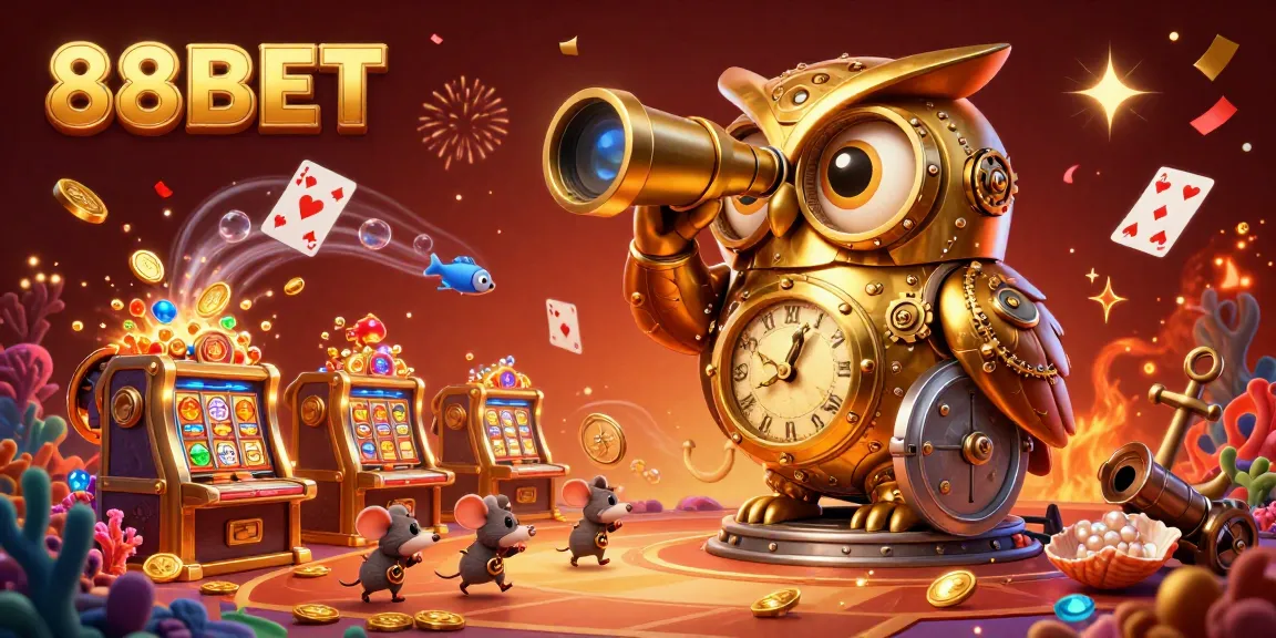 Experience excitement at 88BET with a vibrant 3D casino scene featuring an enchanting owl.
