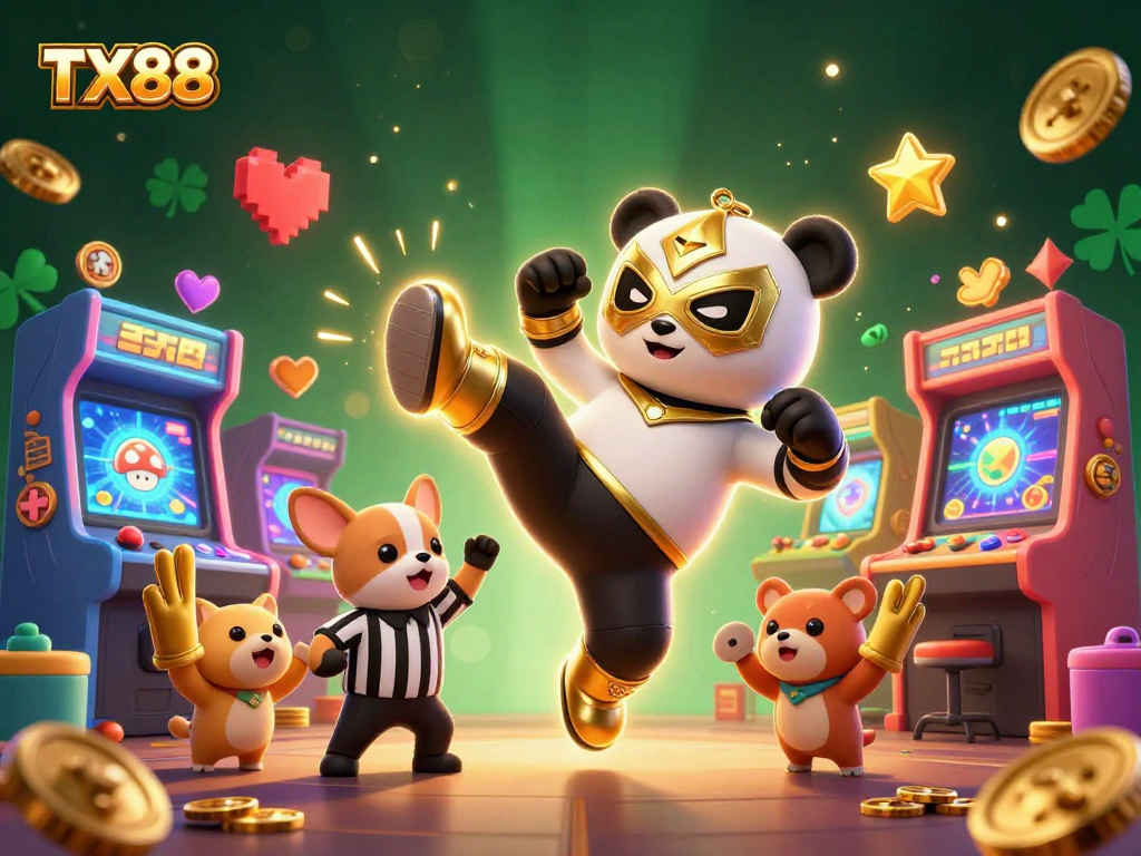 Experience the excitement of TX88 with vibrant 3D cartoon characters and dynamic casino elements.