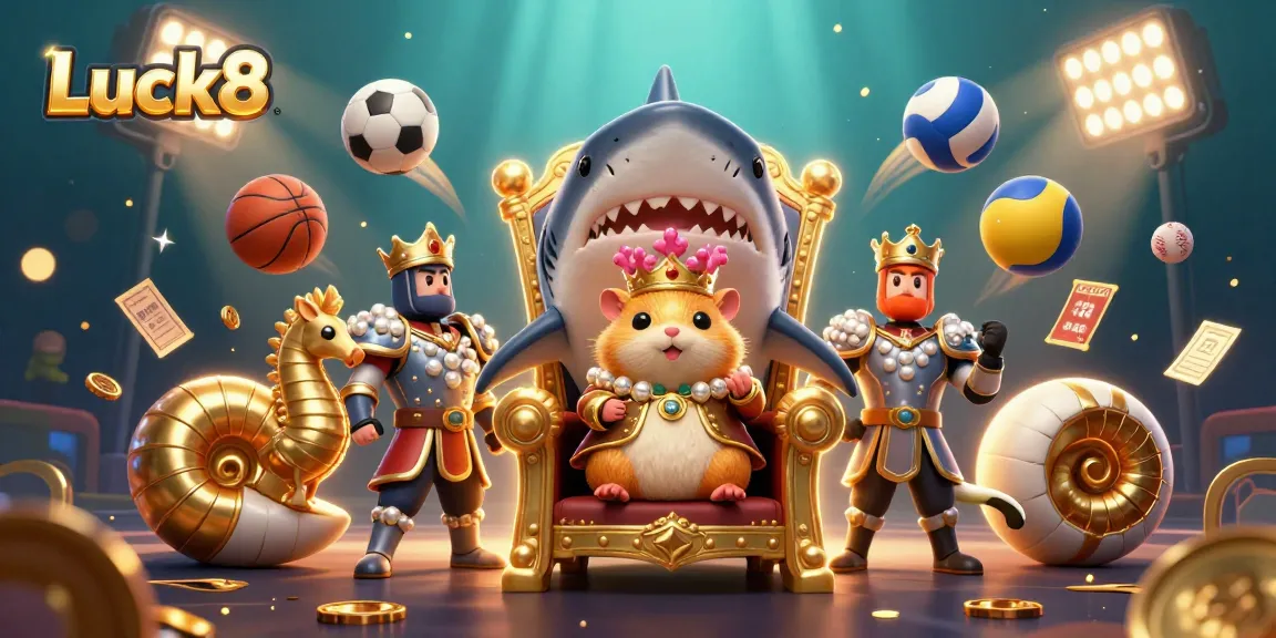 Experience thrilling wins at Luck8 with a vibrant 3D underwater casino scene packed with action.