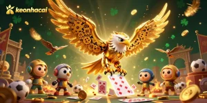 Experience intense sports betting action with keonhacai's dynamic 3D illustration featuring a cybernetic eagle.